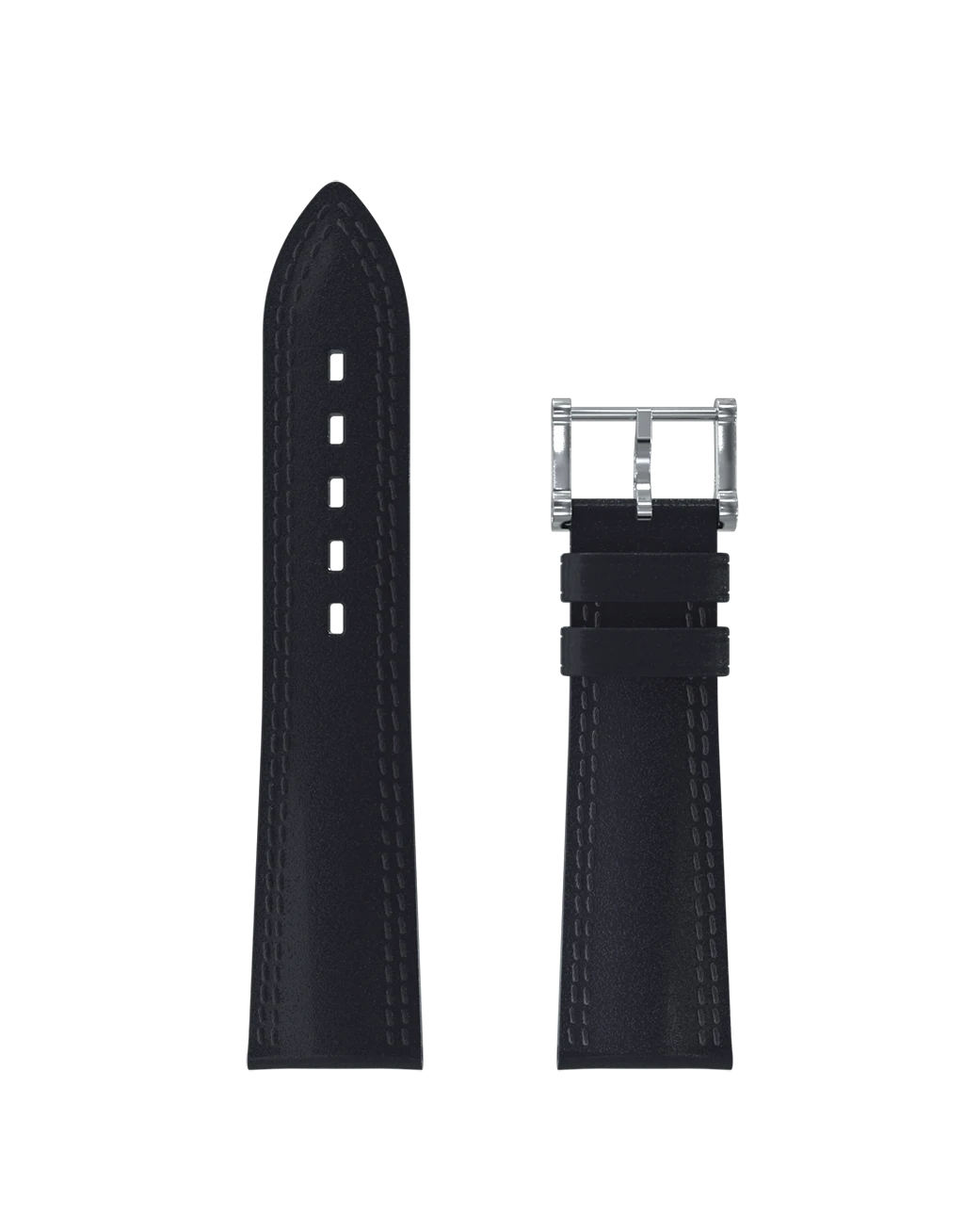 Bracelet cuir noir double couture noire