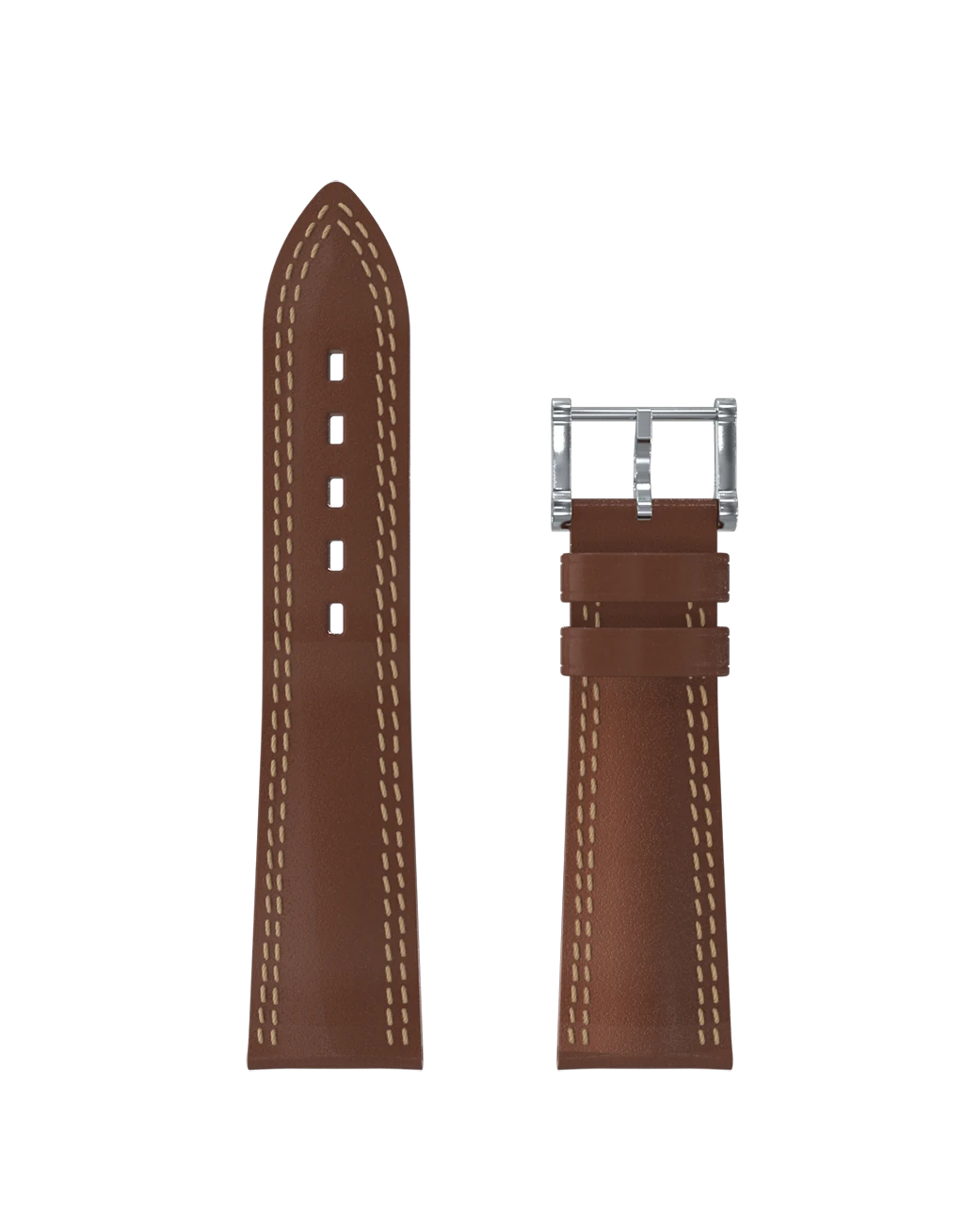 Bracelet cuir naturel double couture écrue
