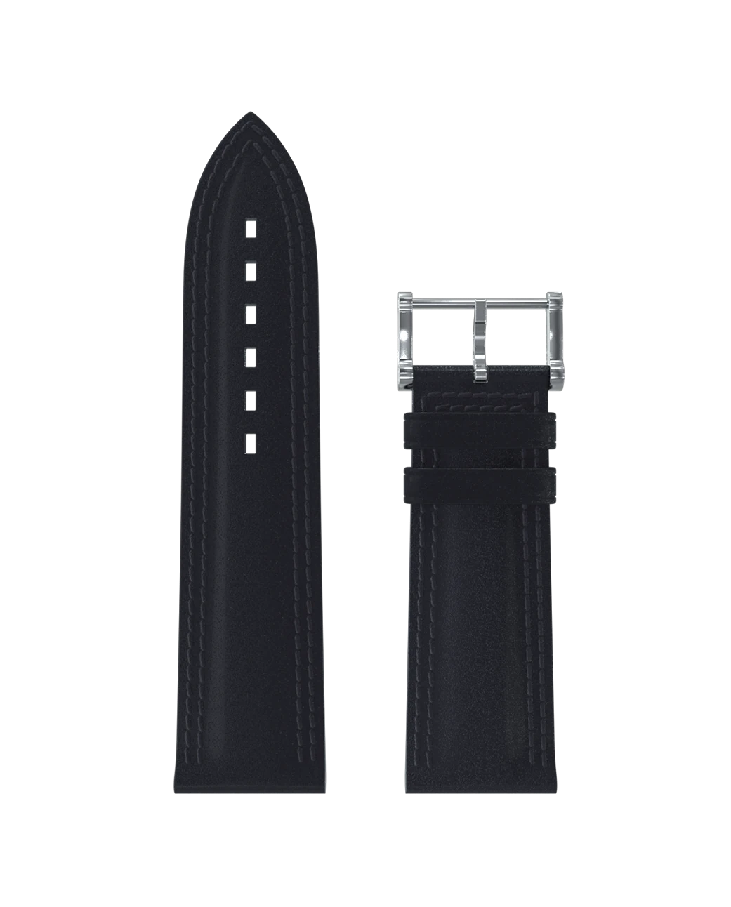 Bracelet cuir noir double couture noire