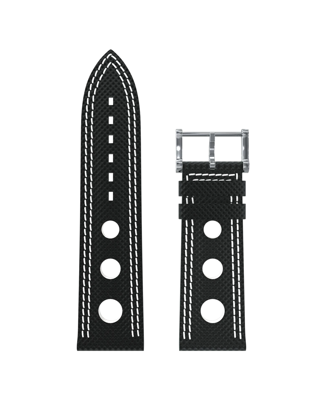 Bracelet Hypalon noir à trous double couture blanche