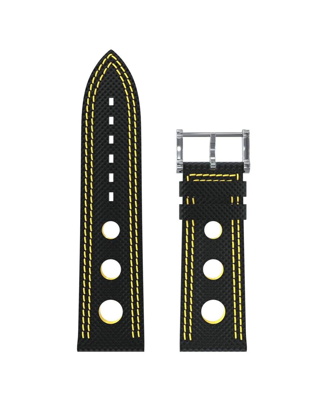Hypalon-Armband schwarz mit Löchern doppelte gelbe Naht