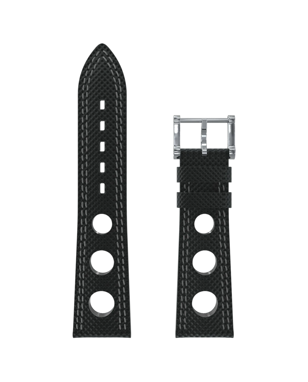 Bracelet Hypalon noir à trous double couture grise