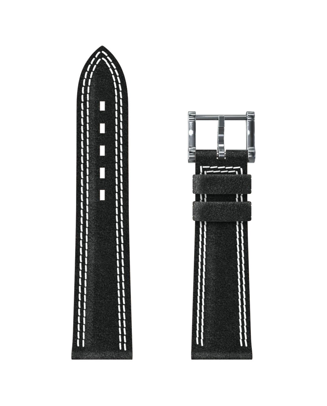 Bracelet alcantara® noir, double couture blanche