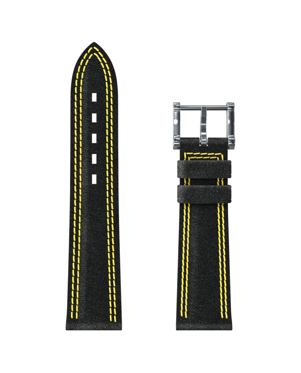 Bracelet alcantara® noir, double couture jaune