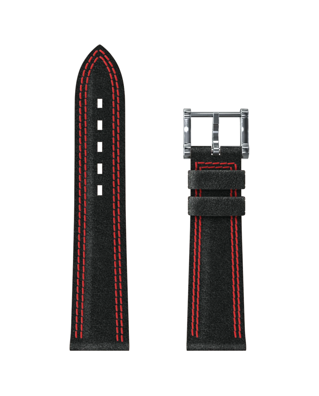 Cinturino alcantara® nero, doppia cucitura rossa