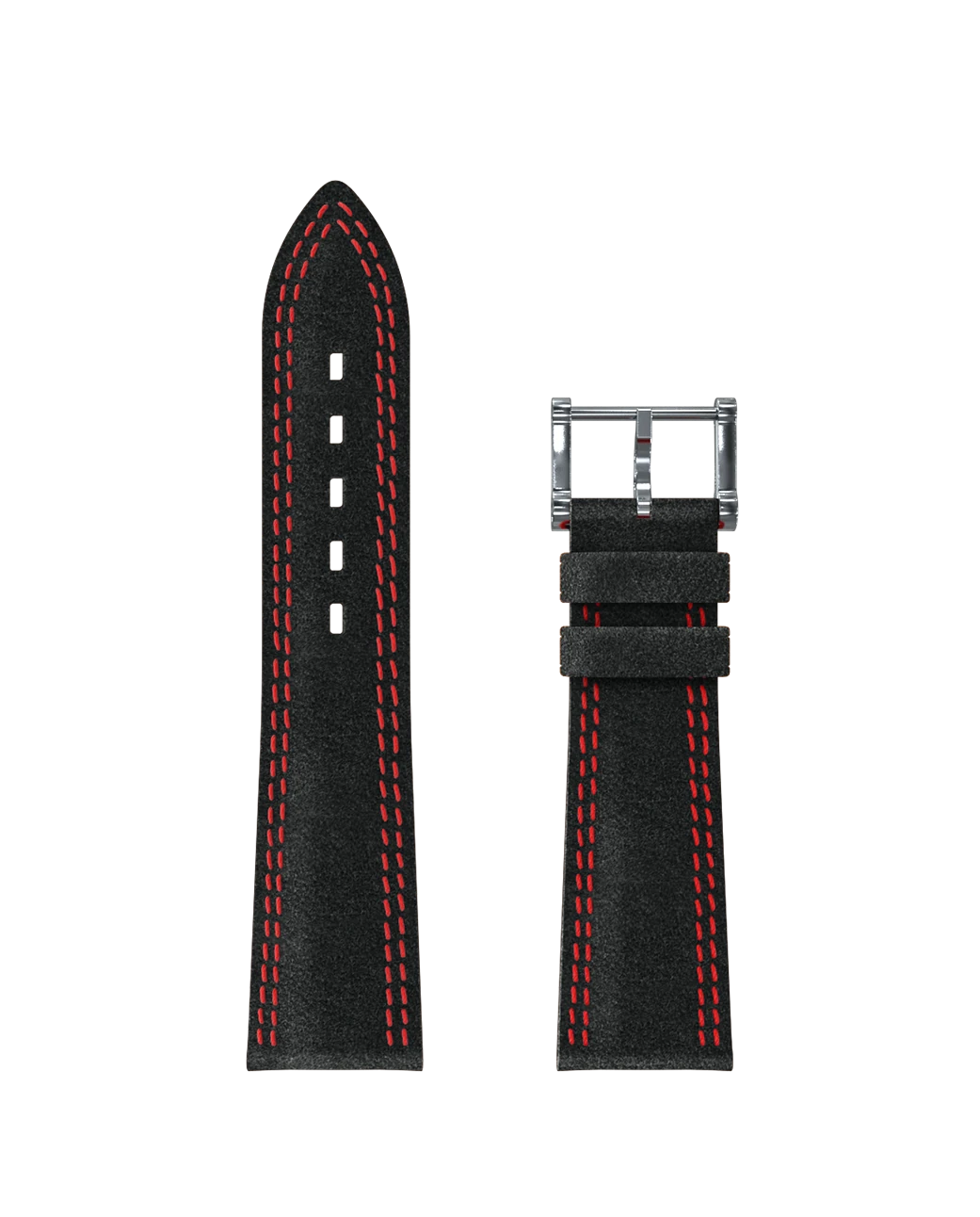 Armband Alcantara® schwarz, doppelte Naht rot