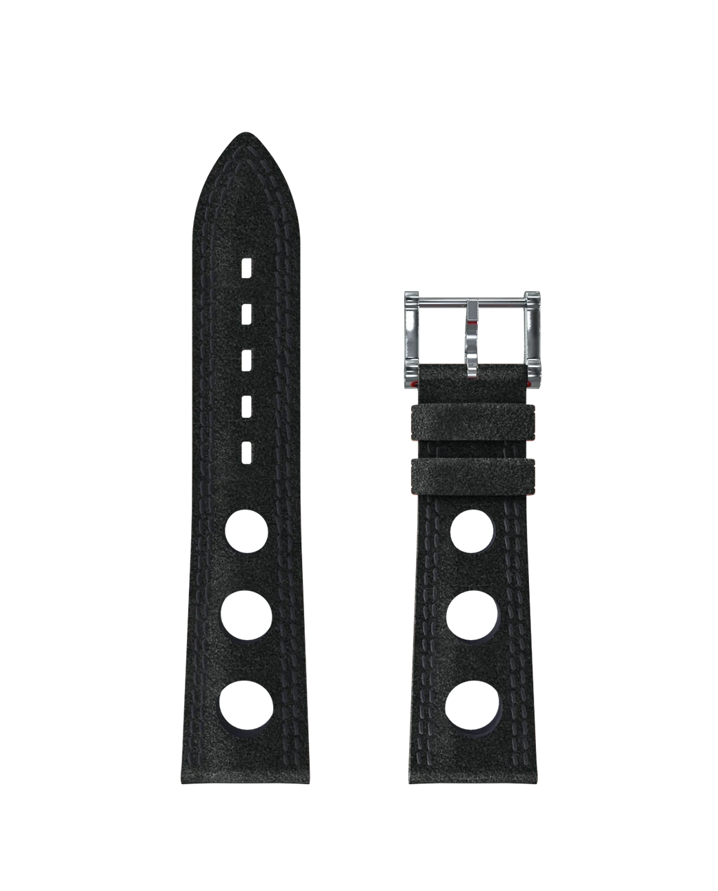 Alcantara®-Armband schwarz mit Löchern, doppelte Naht schwarz