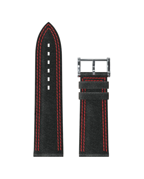 Bracelet alcantara® noir, double couture rouge