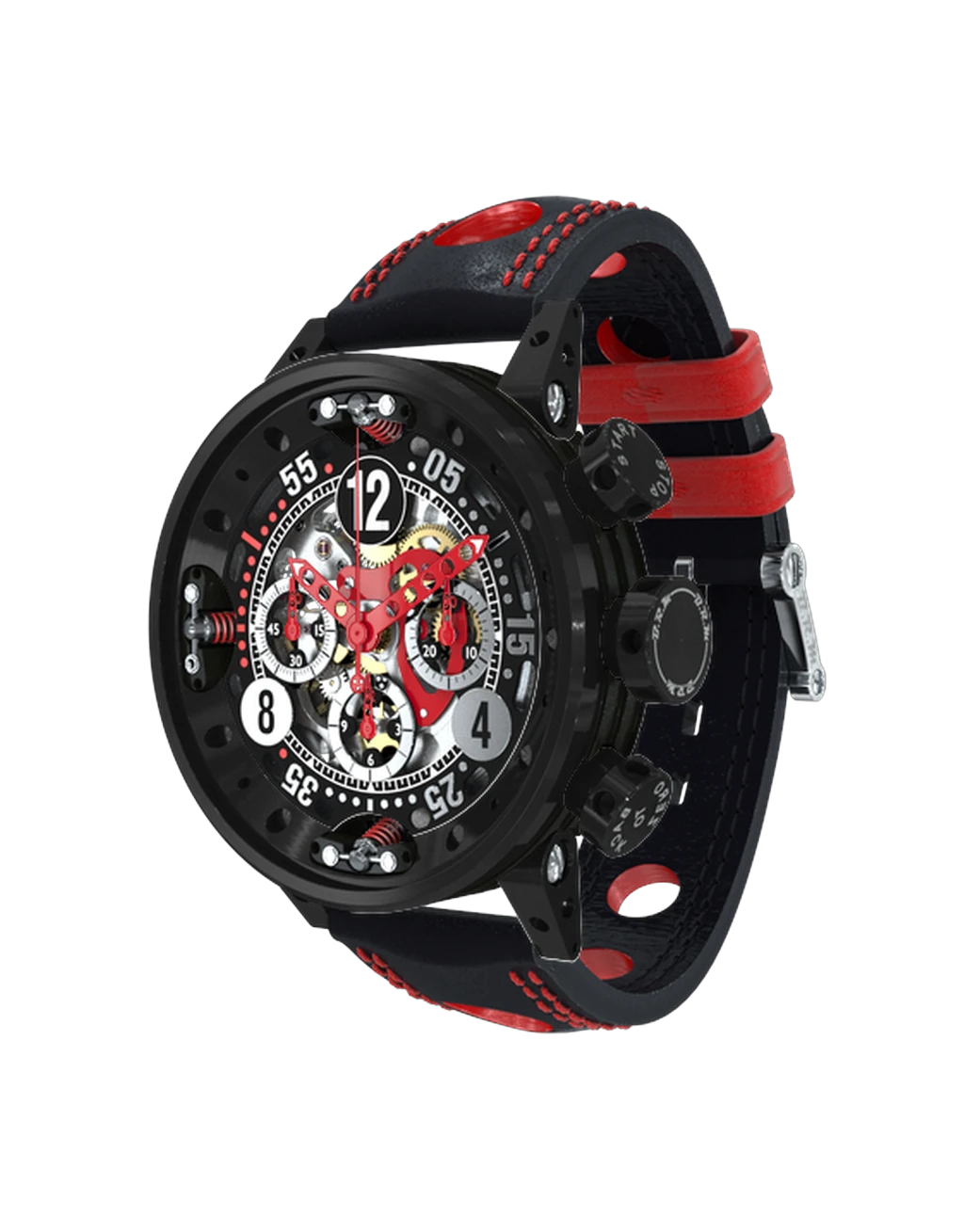 V12-46-SA Squelette Noir Rouge