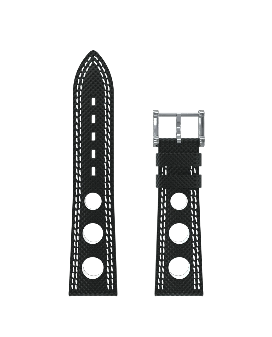 Bracelet Hypalon noir à trous double couture blanche